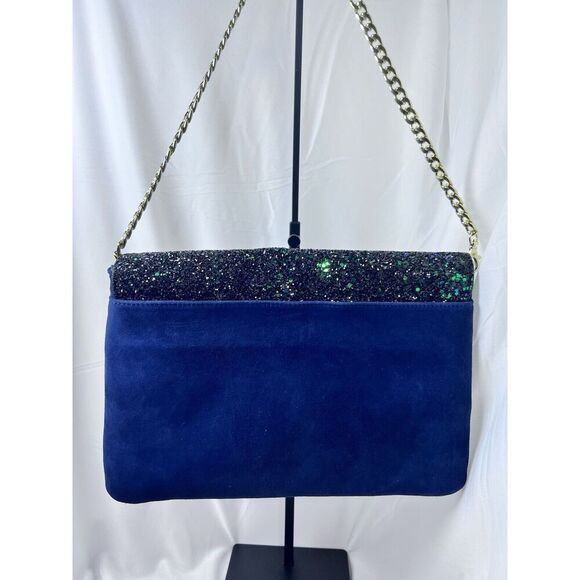 Ann Taylor Bella Glitter Navy Clutch Bling NYE NWT‎ - Picture 5 of 12